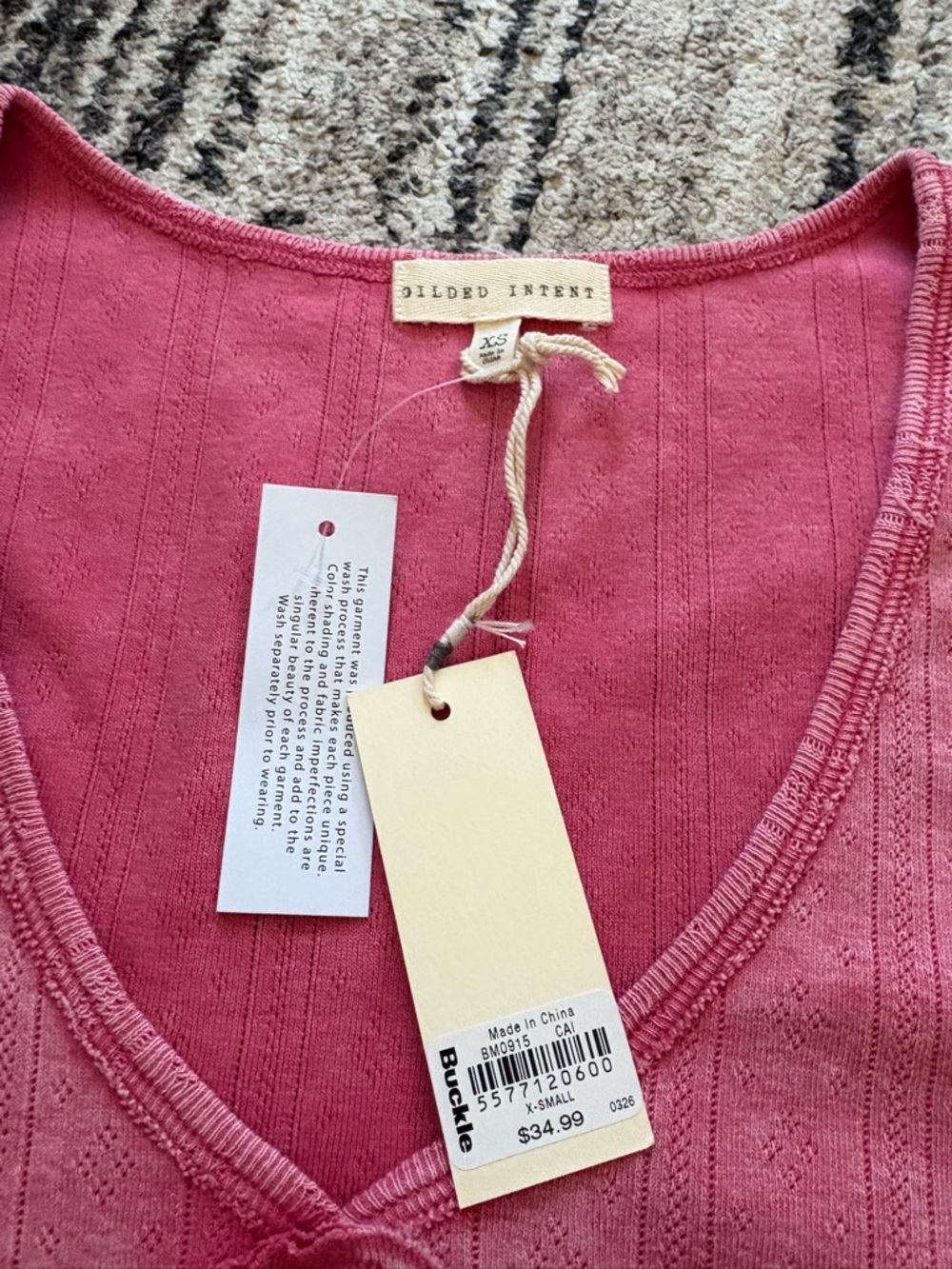 Buckle Washed Pointelle Top - Picture 5 of 6